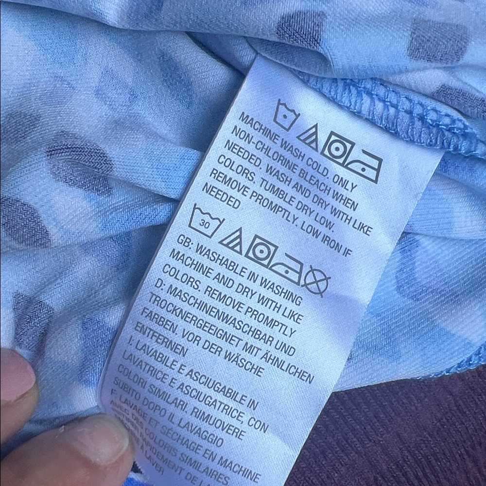 Susan Graver Blue and White Geometric Blouse - Picture 5 of 5